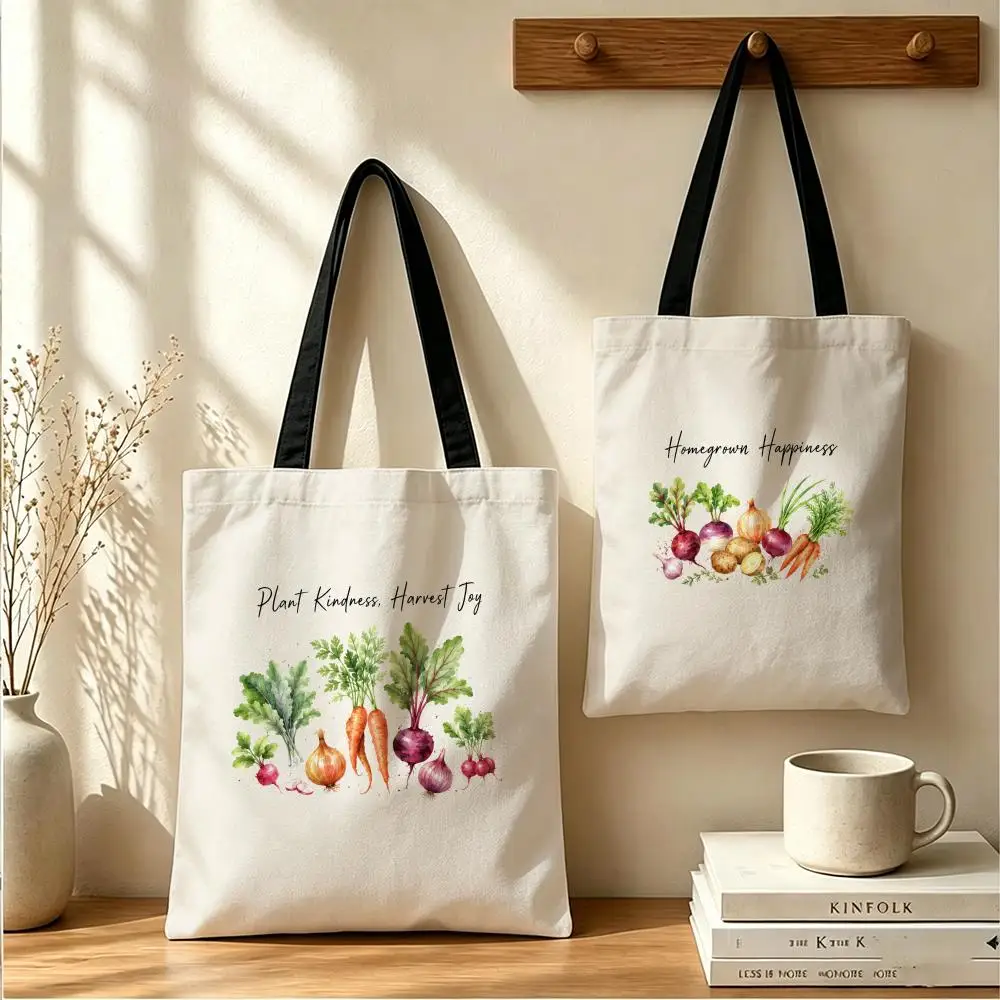 Grow Together Always Storage Bags Large Capacity Canvas Tote Bag Reusable Shoulder Handbag for Daily Shopping Travel