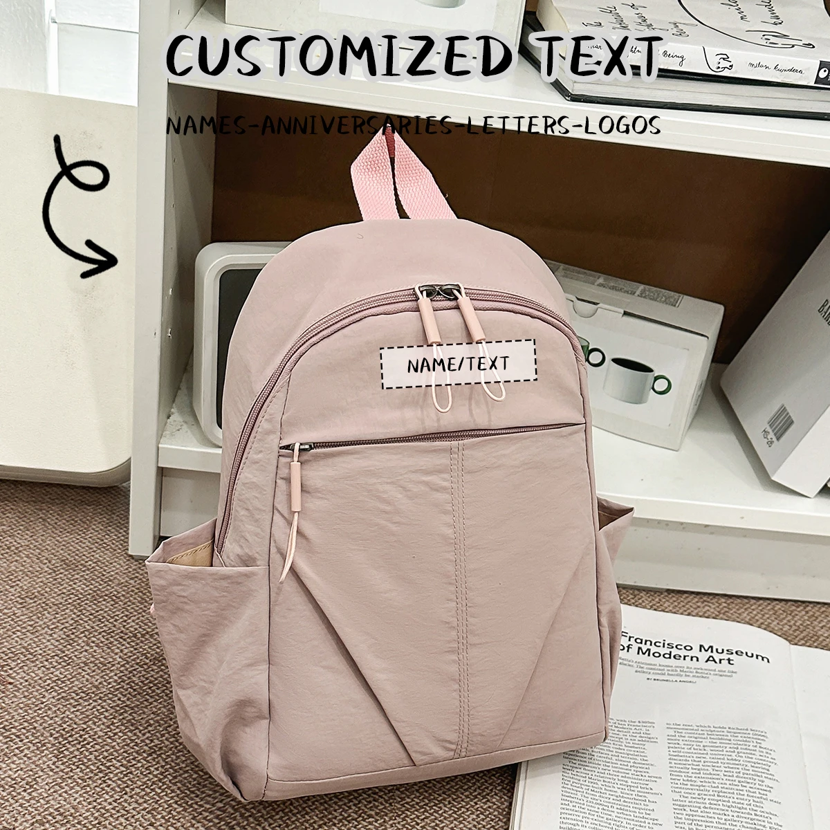 

Рюкзак для путешествий и походов с индивидуальным логотипом, легкий, повседневный, для женщин, мини-рюкзак в американском стиле, мини-школьный рюкзак для мужчин, персонализированный, с возможностью DIY-дизайна