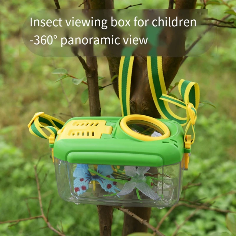 

HOT-Outdoor Insect Observation Box Toy For Children Magnifying Glass Insect Trap Net Adventure Experiment Set