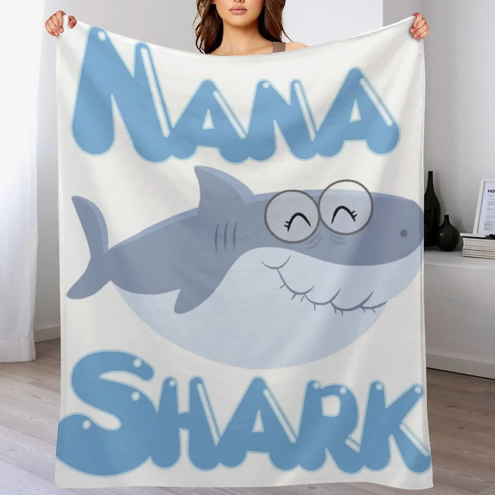 Nana Shark Throw Blanket Lightweight Cozy Blanket for Bed Sofa