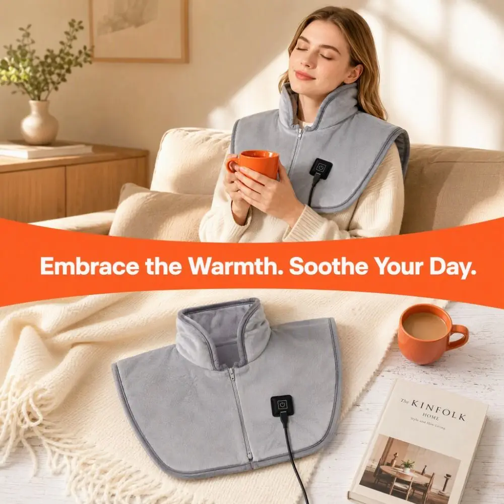 3 Heat Settings Heated Shoulder Wrap Smart NTC Control Soft Hot Compress Heating Shawl Washable Fast Heated