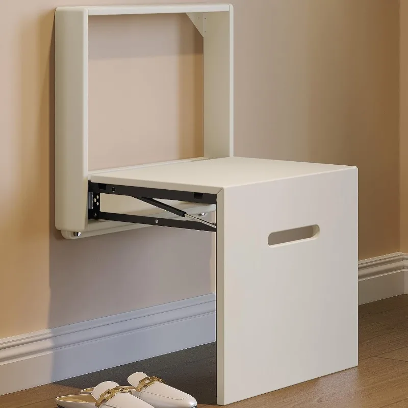 

Wall-Mount Foldable Shoe Bench, Extra-Wide Seat, Modern Entryway Shoe Changing Stool, Invisible Folding Chair for Hallway, Space