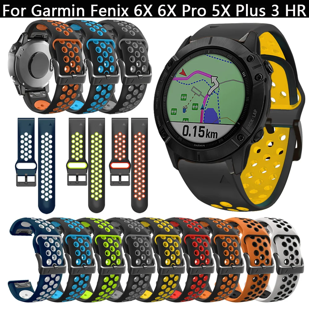 26 22mm Quick Release Silicone Smart Watch Strap Fenix 5 5 Plus 6 6 Pro 5X Plus 6X Pro 3 HR Quatix 5 Bands Wrist Straps Bracelet