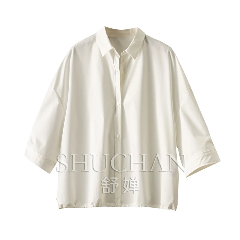 Quality Cotton High Count White Shirt Women  44B7  Blouses for Women Fashion 2025 Blusas Mujer De Moda