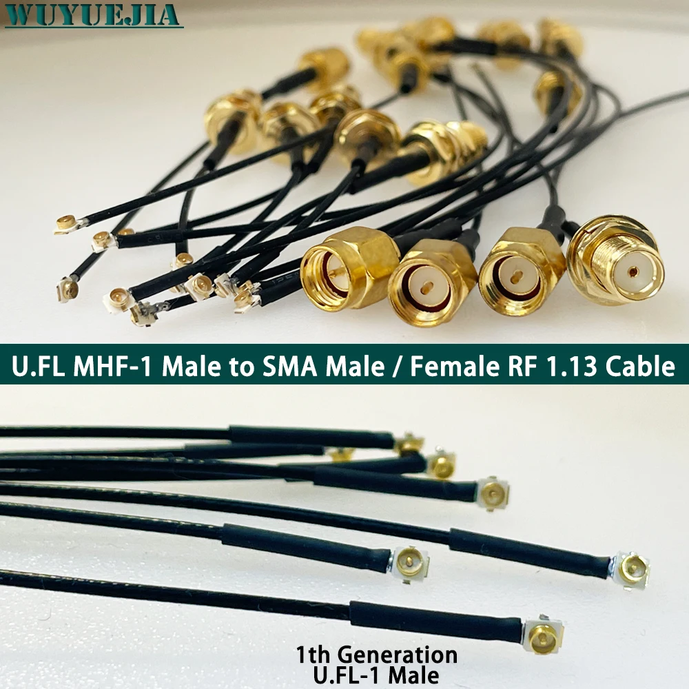 2Pcs SMA to U.F.L1 Line RP-SMA/SMA Female to U.FL MHF-1 Male Plug Connector 50ohm WIFI Antenna RF Cable RF1.13 Pigtail Extension