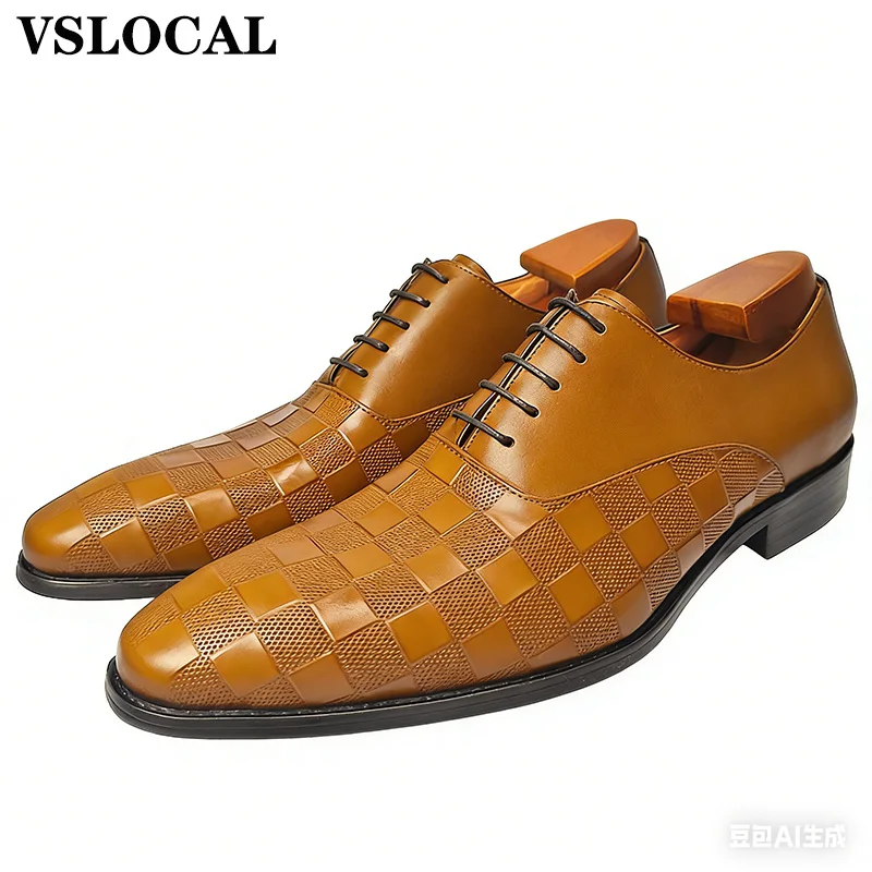

Luxury Brand Mens Oxford Shoes Brown Black Casual Mens Dress Shoes Lace Up Wedding Banquet Elegant Leather Shoes For Men
