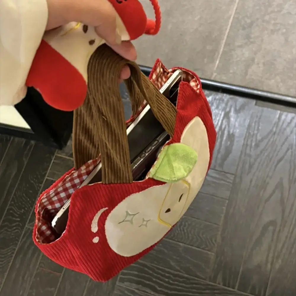 Niedliche Cord-Handtasche, vielseitige Umhängetasche mit großem Fassungsvermögen, rote Canvas-Tasche für Damen und Mädchen – Detail 7