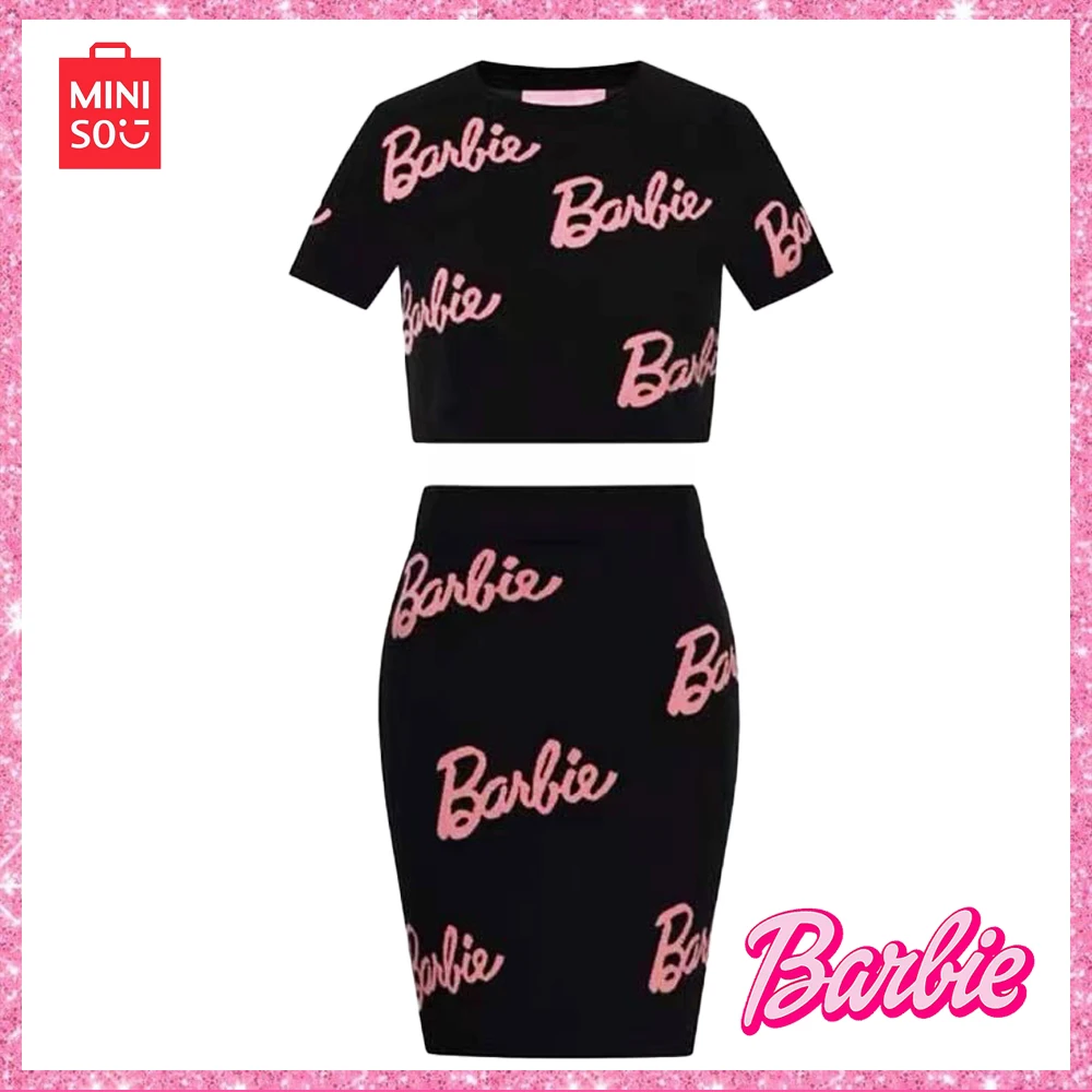 

2024 Miniso Barbie Spice Girls Y2K Short Dress Short Sleeve Two Piece Suit Sweet Sexy Suit Fashion Girls Birthday Dress Up