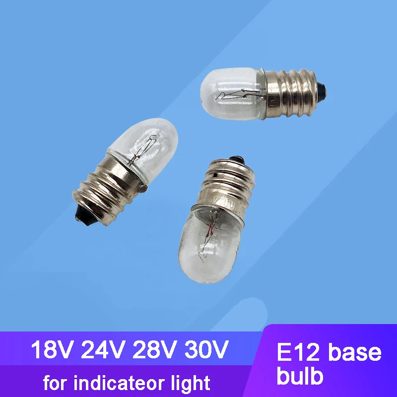 Minibombilla para luz indicadora, E12, 15V, 18V, 24V, 28V, 30V, 10 unidades