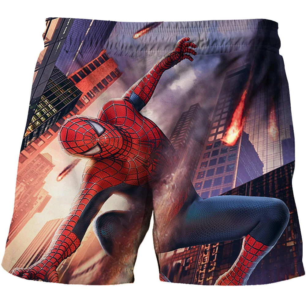 2024 Summer new Marvel Superhero Spider-Man Cartoon Kids Shorts Iron Man Boy Shorts Marvel Kids Beach Pants Summer Shorts