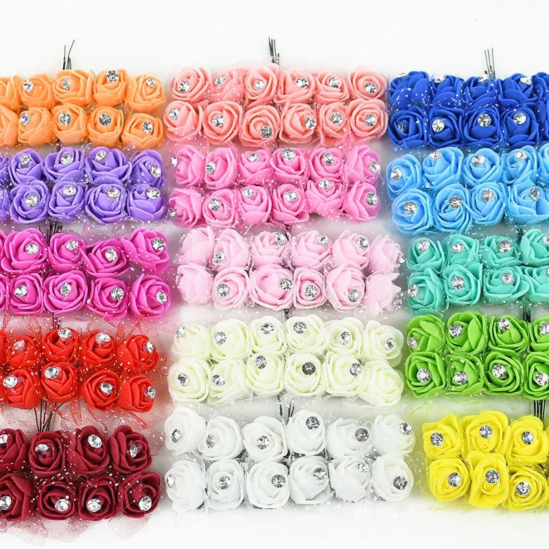 12pcs Artificial PE Foam Rose Flower Home DIY Wreath Box Fake Flowers Valentines Day Gifts Wedding Birthday Party Decorations