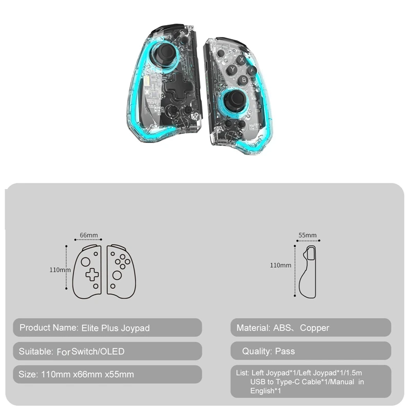 Elite Plus Joypad ALPS Analog Stick No Deadzone No Drifting With Light For Swtich/Lite/OLED B Durable Easy Install