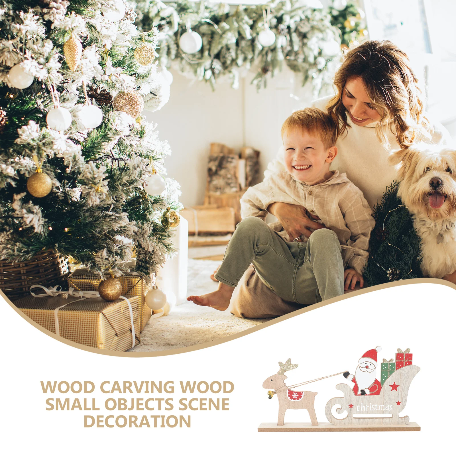 

1Pcs Christmas Elk Wooden Table Ornament Lovely Cartoon Xmas Home Desktop Decoration Festival Adornment Creative Xmas Prop Decor