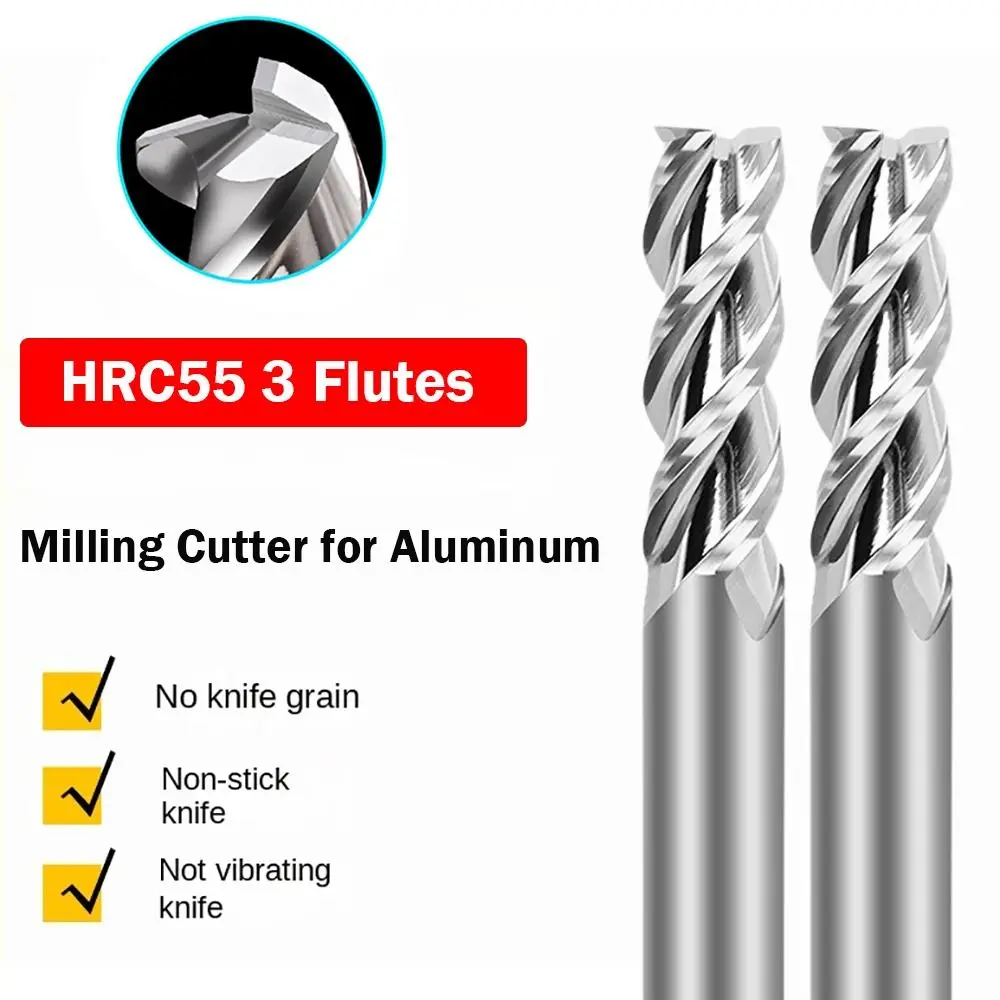 

3-зубая твердосплавная фреза, концевая фреза, инструмент с ЧПУ от 1 до 6 мм, HRC55 для алюминия, стекловолокна, акрила, дерева, меди, пластика