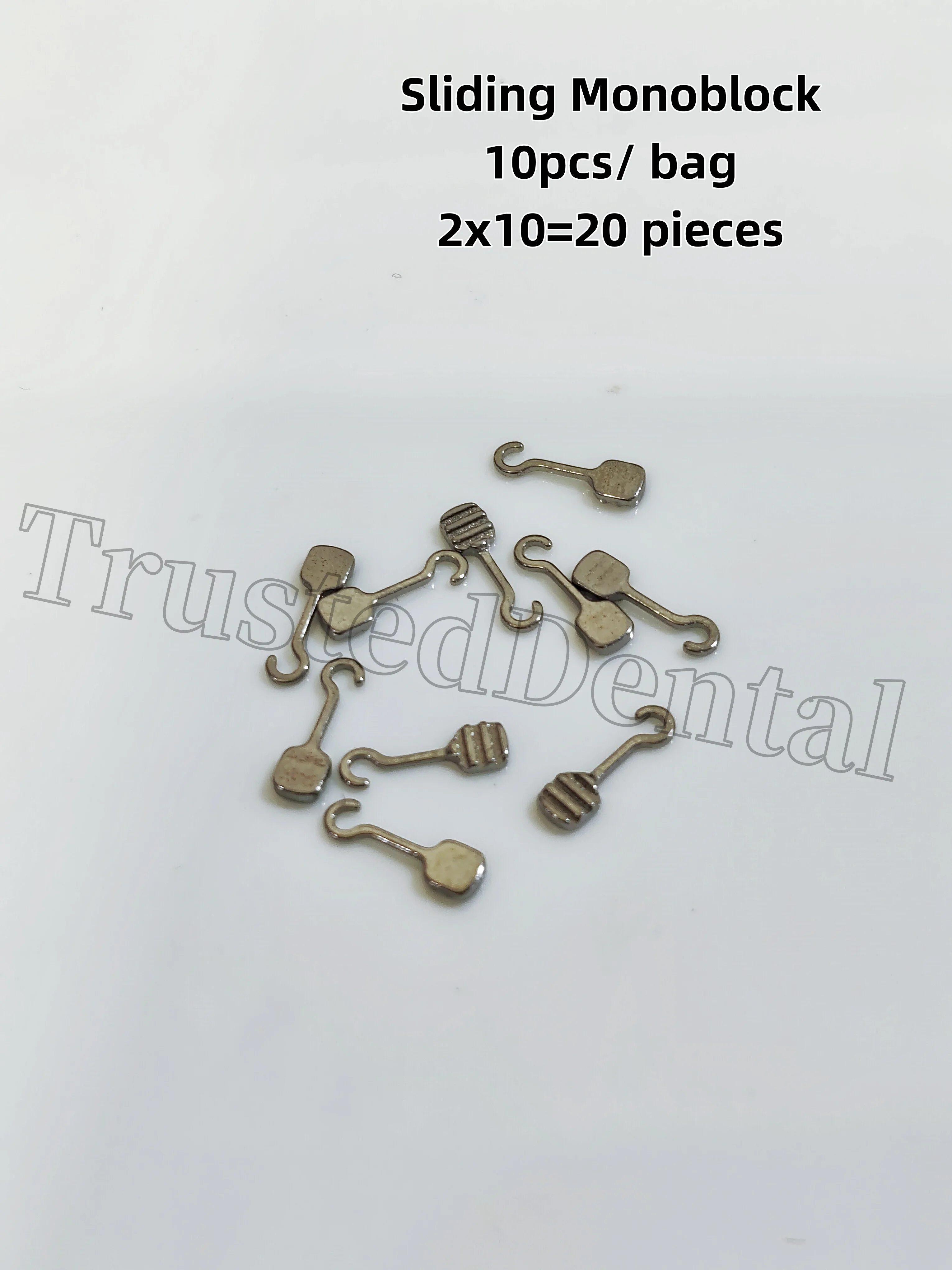 

20Pcs Bondable Sliding Mononlock Crimpable Hook Right/Left Lingual Button Traction Long Curved Hooks Fixed on ArchWires