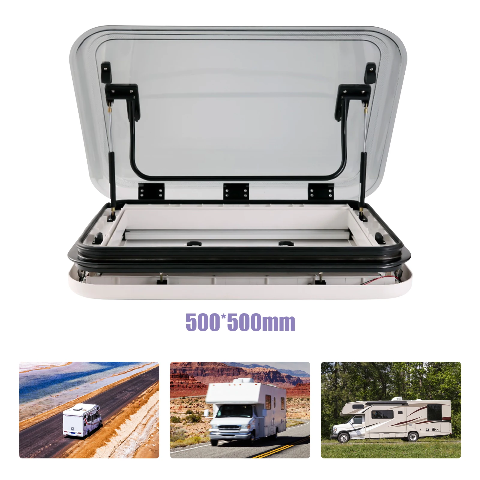 Skylight Roof Vent Hatch Large Caravan RV 3-Size with LED Light 500/700/800 x 500mm Cut Out for Camper Motorhome