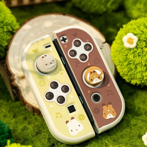 Imagen 2 del producto GeekShare Funda protectora Compatible con Nintendo Switch/Switch OLED, 4 tapas de agarre de pulgar de silicona para temporada de jardín, Team Timothy