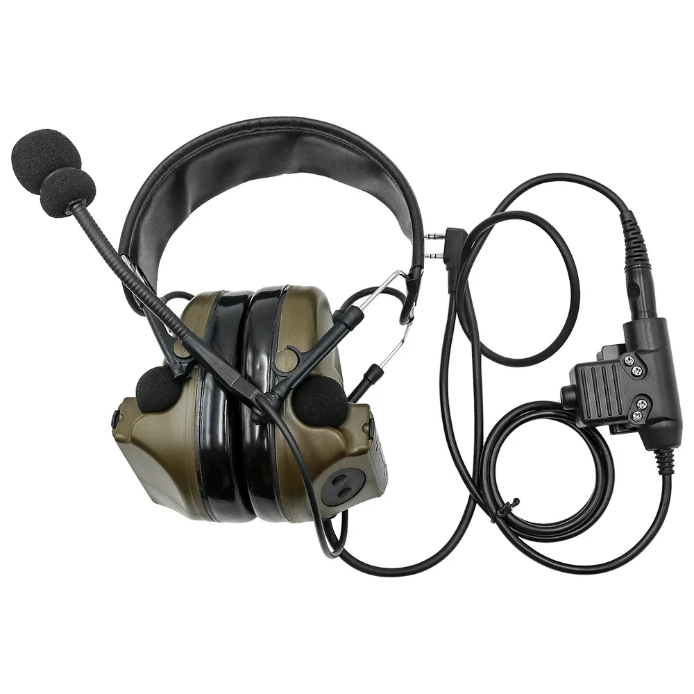 COMTA II Tactical Headset Military Headphones Noise Reduction Sound Pickup Ear Protection FG+ U94 PTT Kenwood 2 Pin Plug