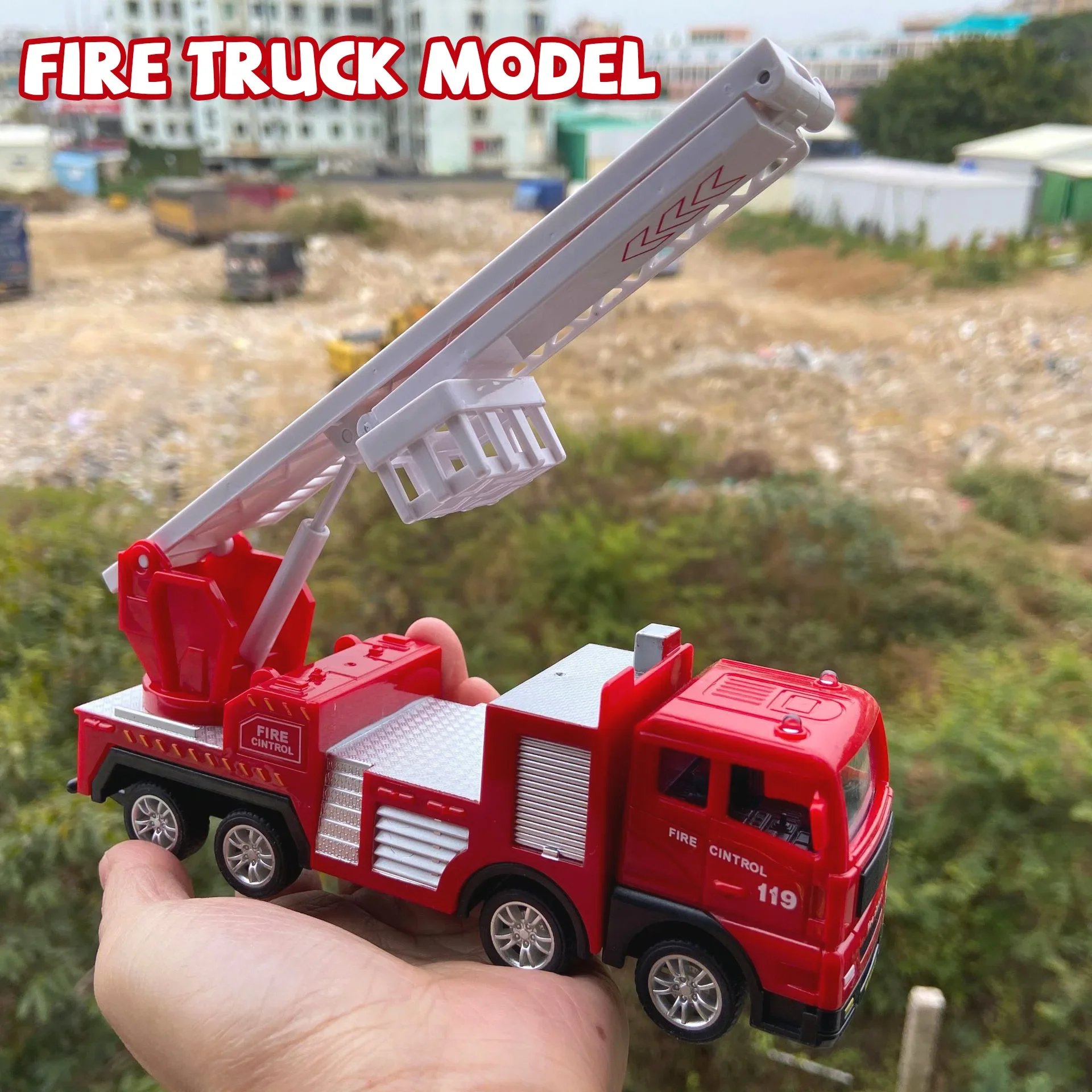 Inertia Fire Truck Models Kids Toy Car Pull Back Sliding Ladder Firetruck Vehicle for Toddler Collection Car Set Kids Boys Gift