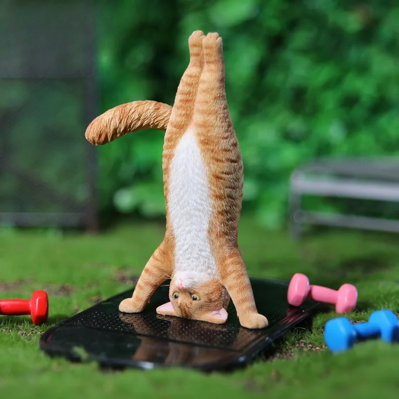 

In Stock JXK 1/6 Scale Yoga Cat Resin Model Pet Toys Gift Yoga Cat Mat Barbell for 12inch Action Figures Accesory