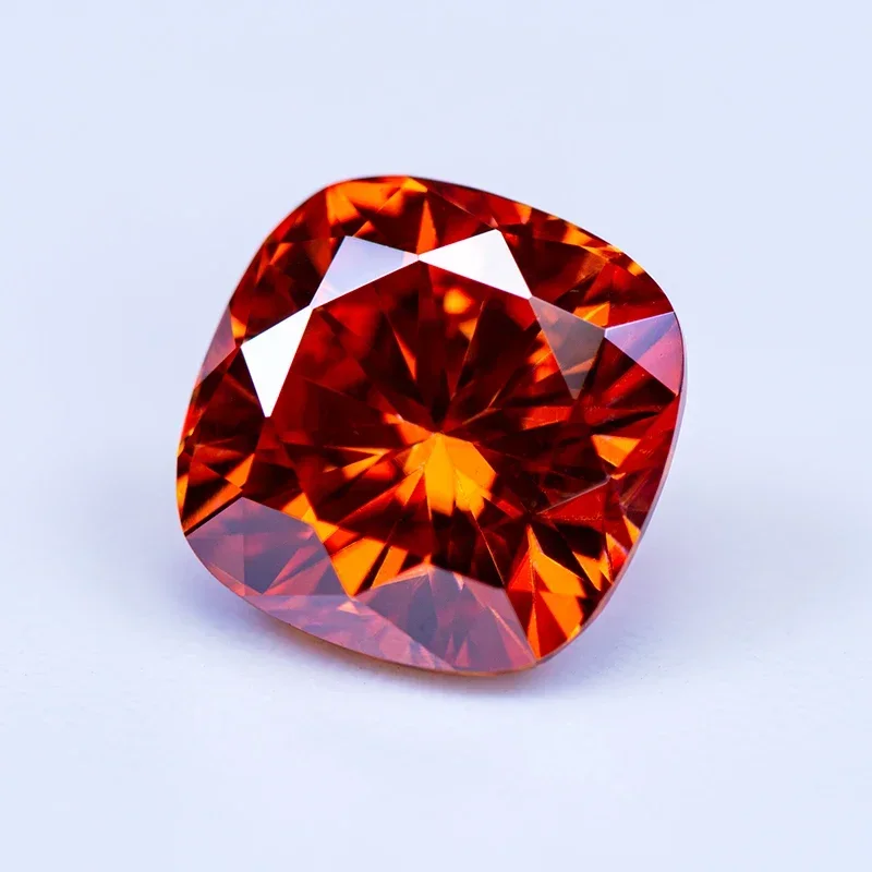 Moissanit-Stein, orangefarbener Edelstein im Kissen-Schliff, im Labor gezüchteter Diamant für DIY-Schmuckherstellung mit Zertifikat – Detail 3