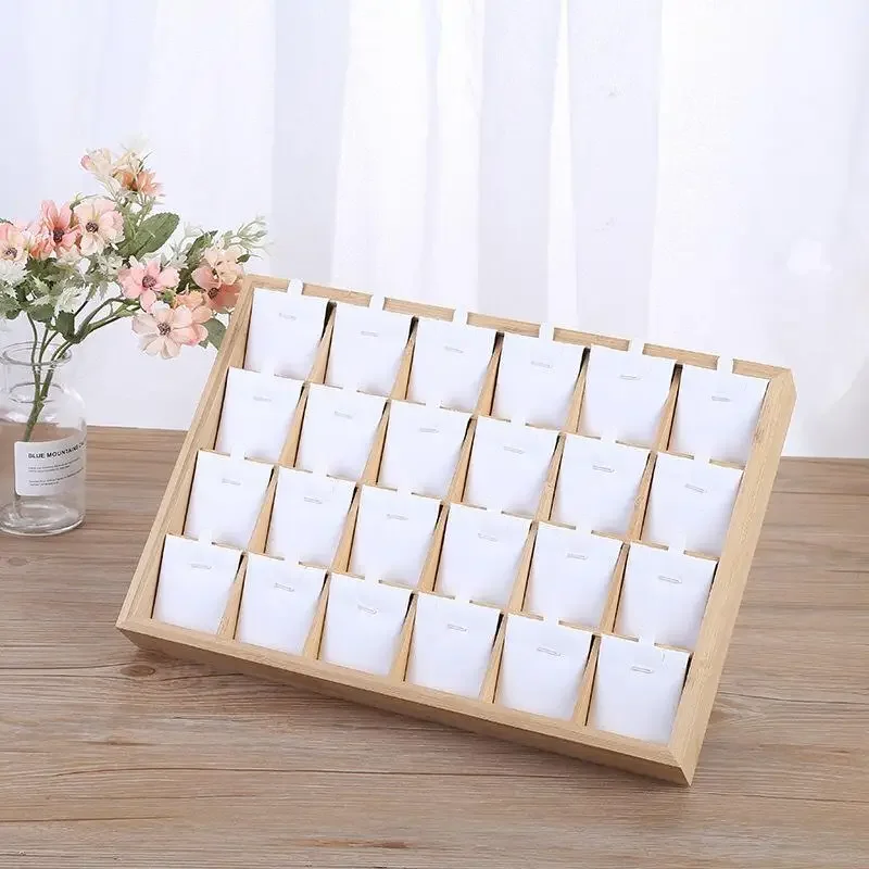 Outer Bamboo Wood Inner Velvet Jewelry Display Tray 8 Compartments 24 Compartments Display Tray Jewelry Storage Display Tray