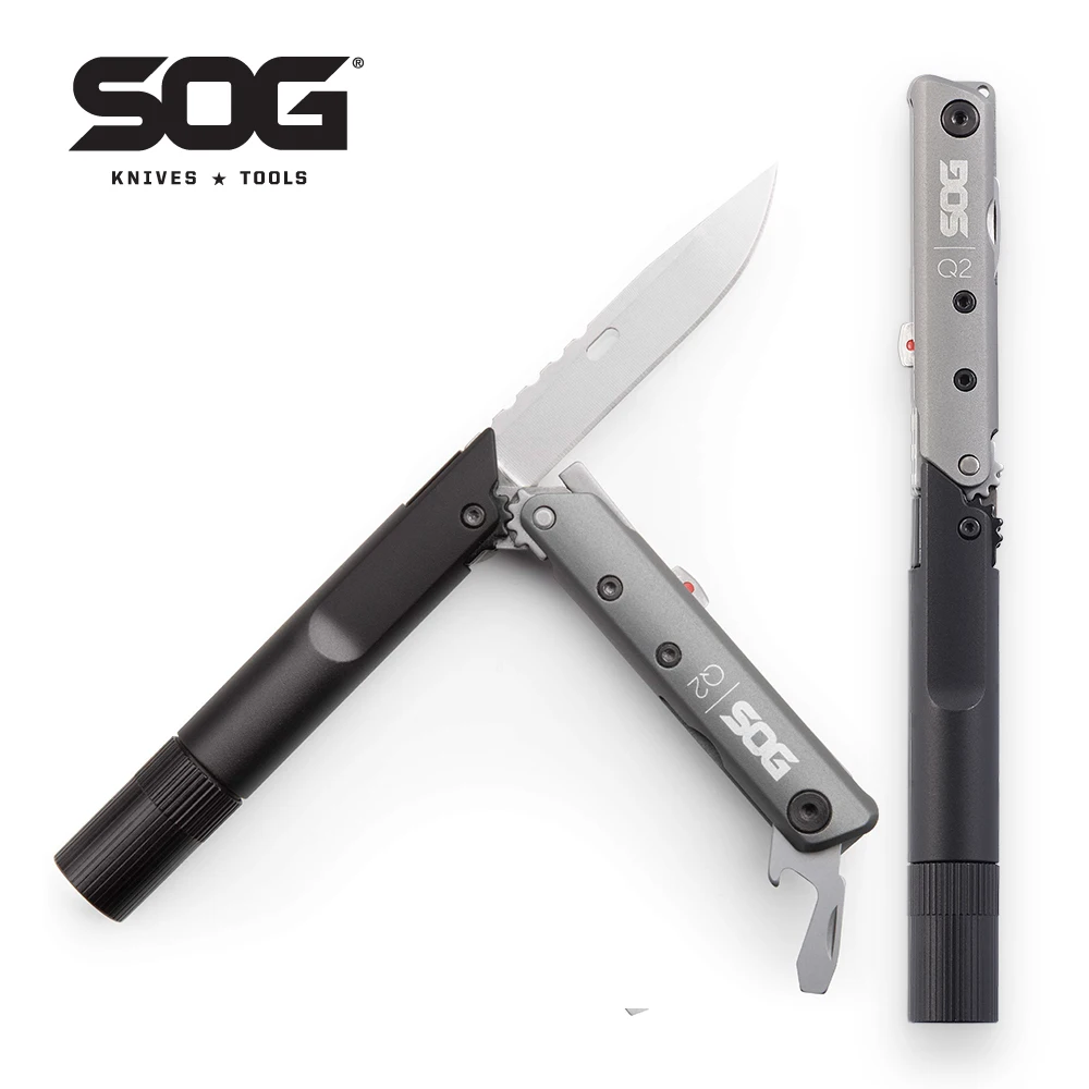 SOG BATON Q2 4 in 1 Multi-Tool Pen Small Folding Tools EDC Portable LED Flashlight Multifunctional Outdoor Survival Multitools