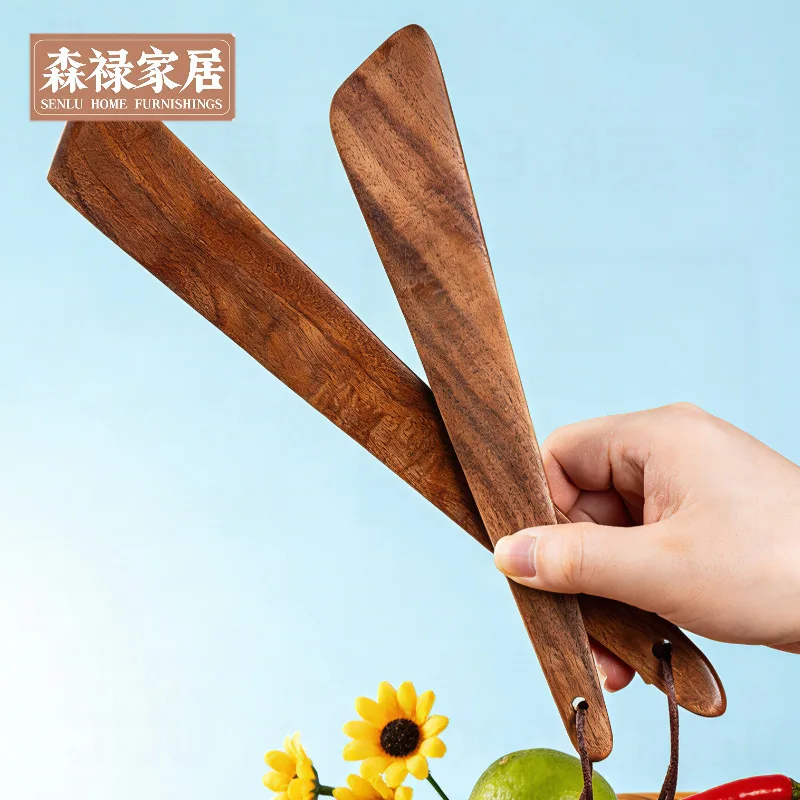 LMM wooden inclined shovel camping portable triangular stir-fry hanging wooden shovel spatula