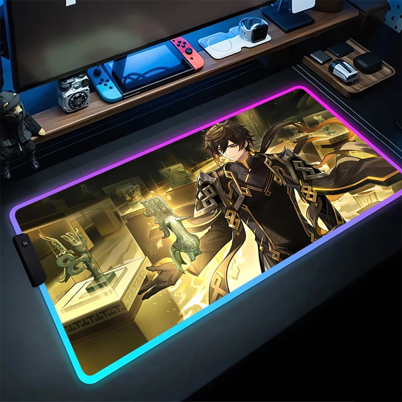 RGB Mouse Pad Morax Non-Slip Rubber Edge locking mousepads Game play mats notebook computer G-Genshin Impact game Home Decor