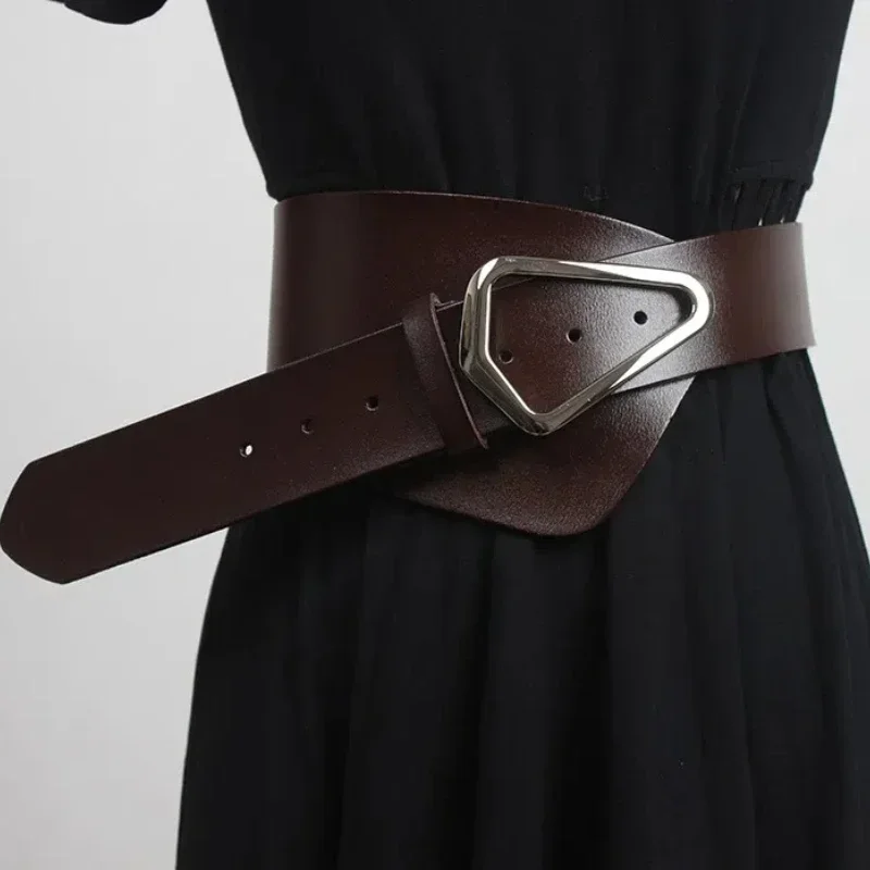 

Women Fashion Show Fashionable Genuine Leather Belts Ladies Dress Decoration Retro Design Waist Dress Wide Belt Accessories