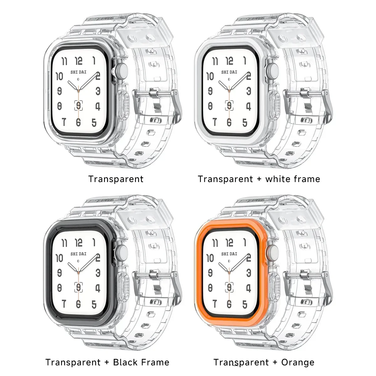 حافظة + حزام شفاف لسلسلة ساعات Apple 11 10 42 مم 46 مم حزام سيليكون شفاف لساعة iwatch 11 10 46 مم 42 مم #6