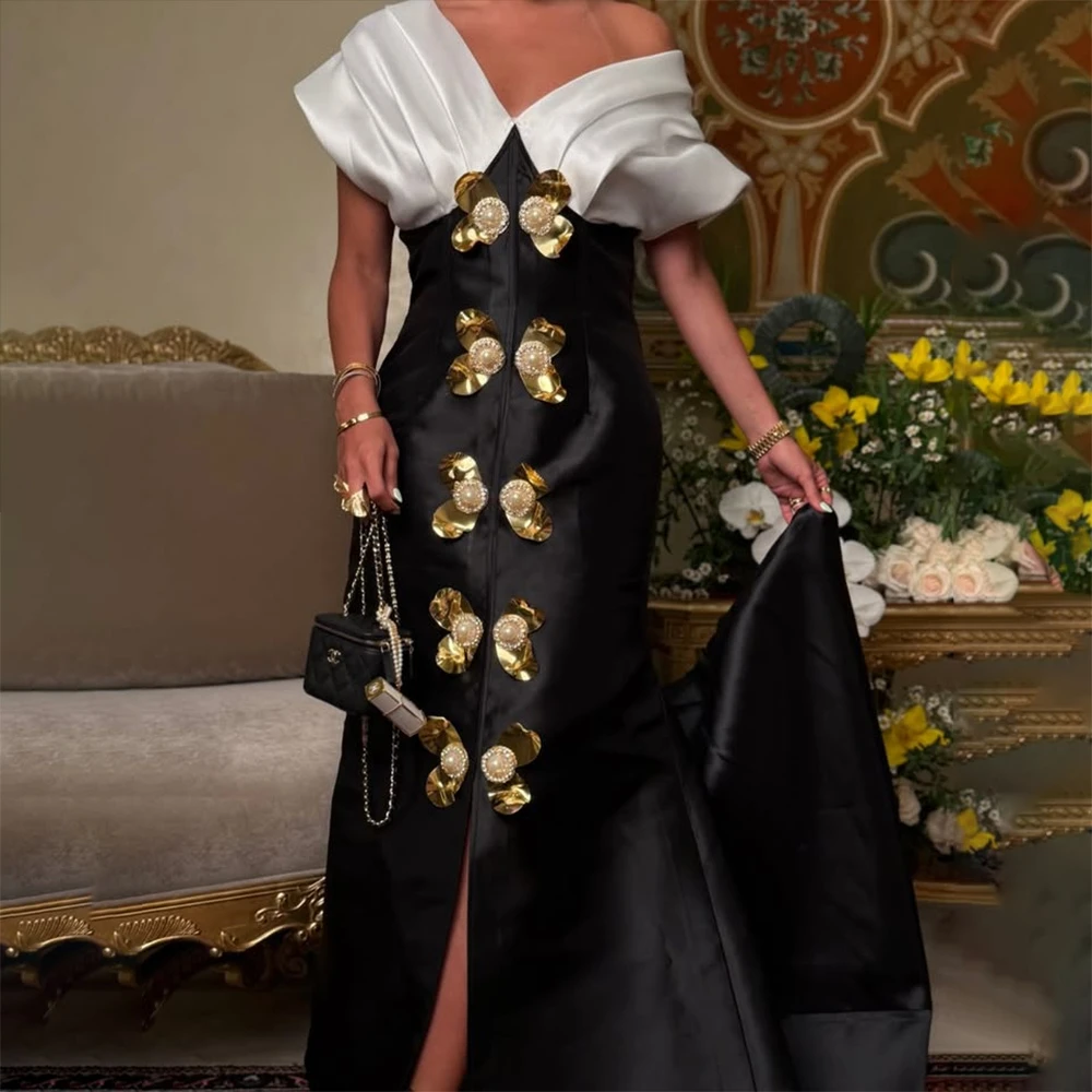 

Вечерние платья для женщин с открытыми плечами и блестками, атласные вечерние платья, плиссированные вечерние платья с разрезом и русалкой по индивидуальному заказу