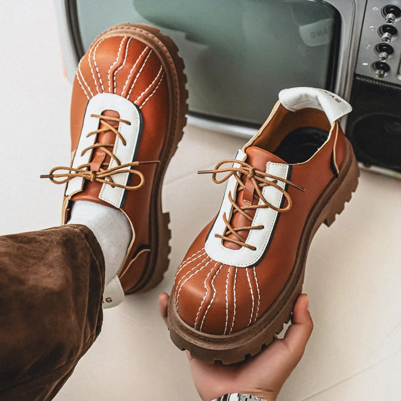 

Height-increasing Platform Shoes for Men Brown Retro Shoes Men Comfortable Work Shoes Man Casual Shoes zapatillas para hombre