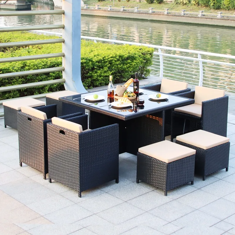 

Modern Balcony Outdoor RattanFurniture Set Rattan Outdoor Set Wicker Garden Patio Garden Cube Seating Patio Furniture Set