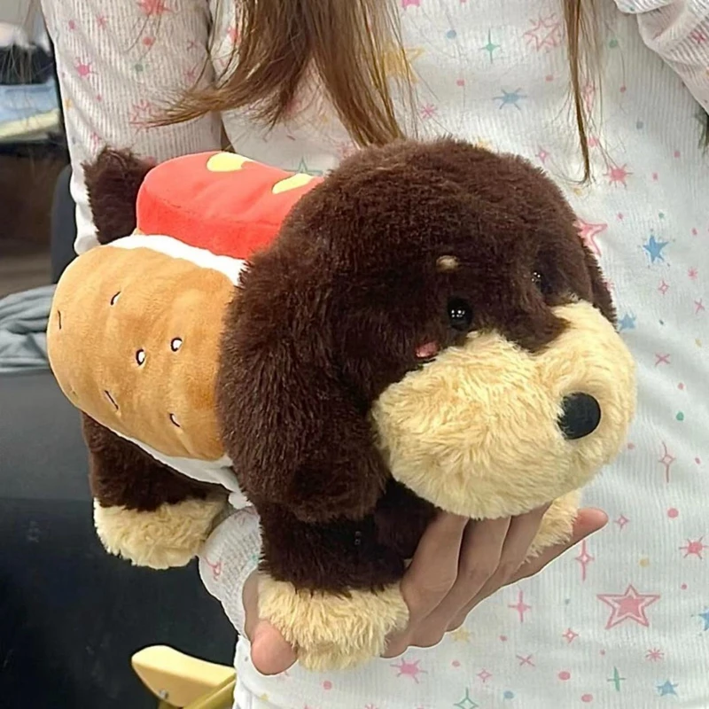 

35CM Cute New Dachhound Plush Toy DIY Hamburger Filling Creative Little Dog Doll as a Birthday and Christmas Gift for Children