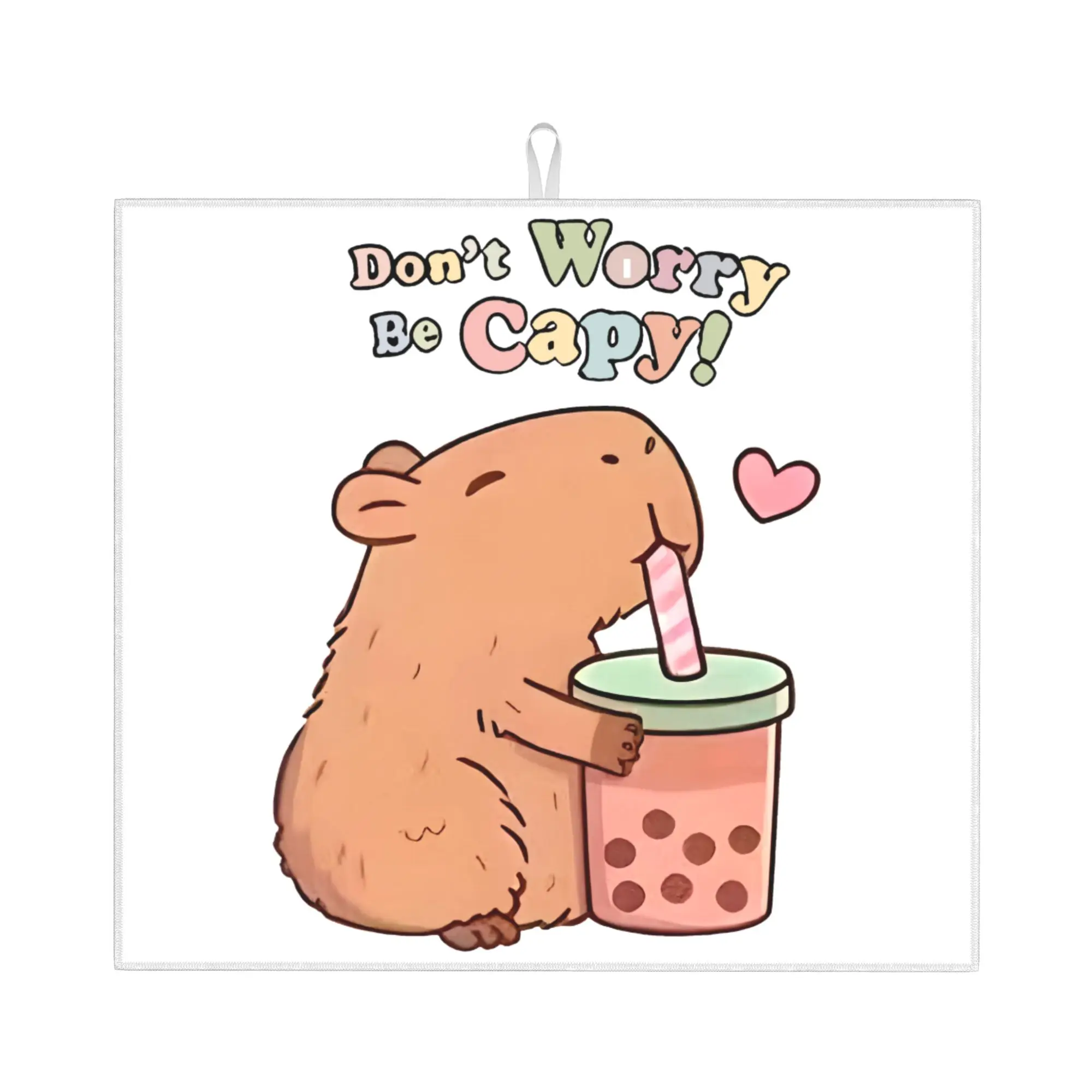 Drying Mat For Kitchen Cartoon Animal Pets Capybara Barware Tableware Oil Proof Reusable  Washable Kitchen Sink Drying Pad