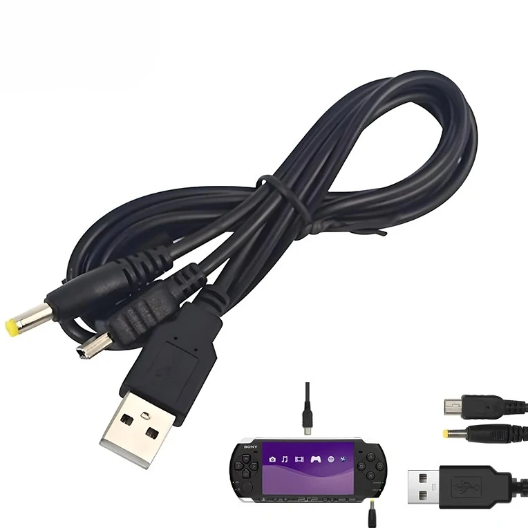 2 في 1 شاحن USB ل PSP 1000 2000 3000 لعبة وحدة التحكم USB كابل بيانات + كابل شاحن الحبل لعبة ملحق