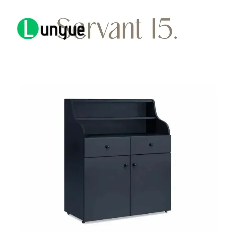 Modern Black Chipboard Living Room Cabinet with 2 Drawers 3 Shelves and Door Storage Locker Household Furniture for Home