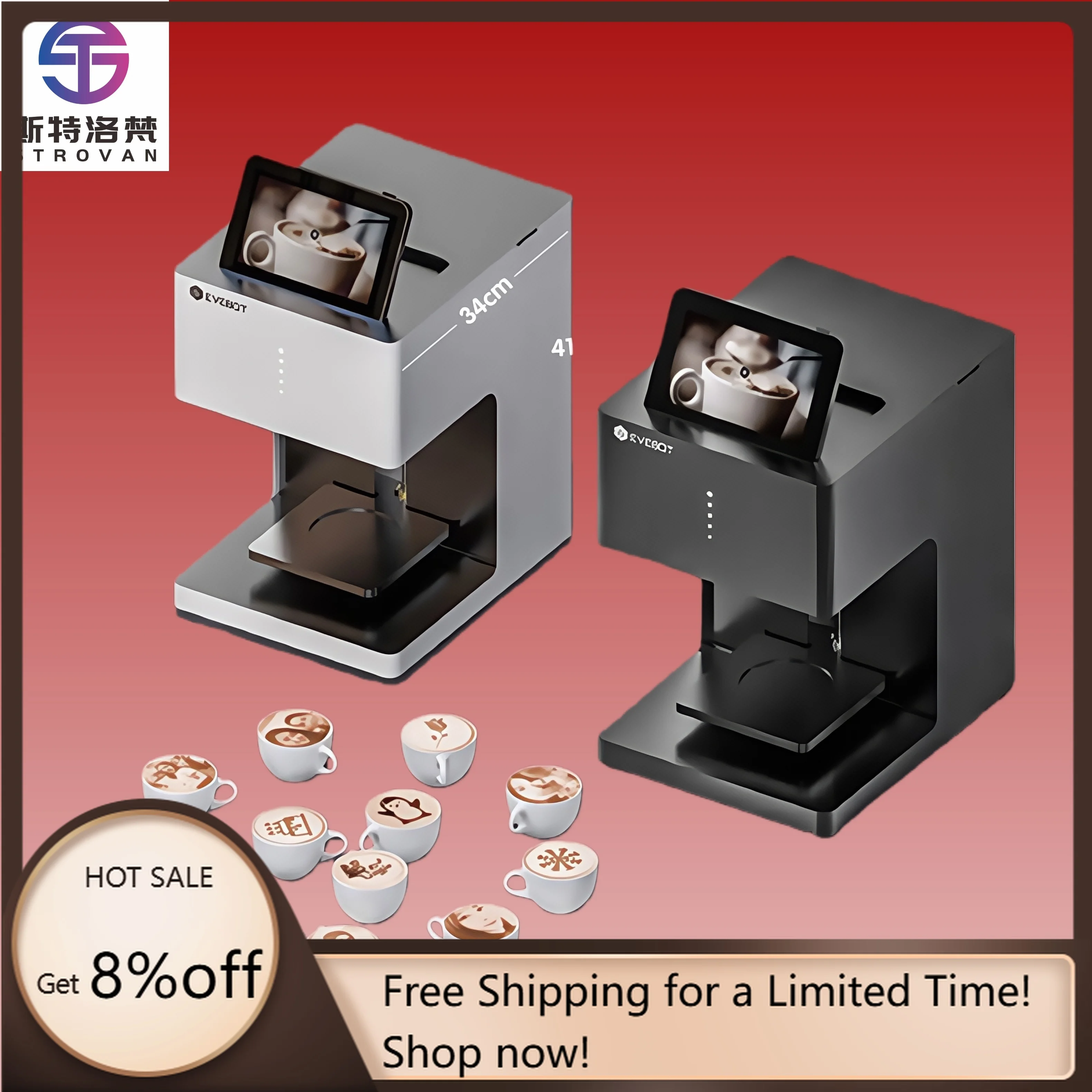 ماكينة طباعة فنية Latte ثلاثية الأبعاد STLF JW - ماكينة القهوة الأوتوماتيكية Evebot للاستخدام التجاري والمنزلي، قم بإنشاء شعارًا وصورًا مخصصًا #1