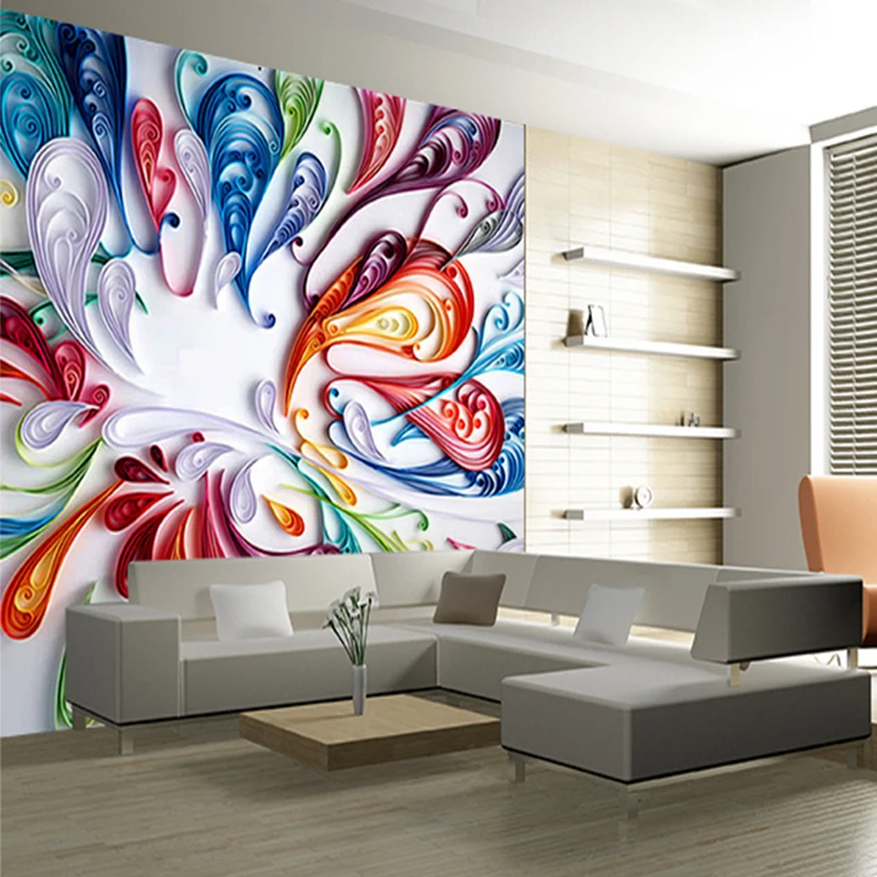 Customized products 3D Mural Wallpaper Modern Art Creative Colorful Floral Abstract Line living room TV backdrop wall Bedroom 8d