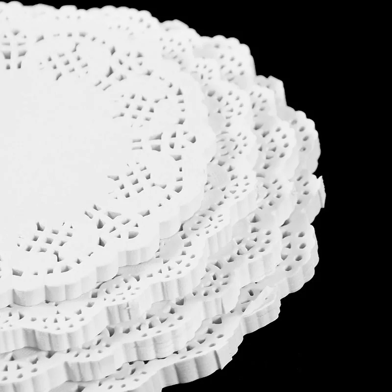 100Pcs Multi Size White Hollow Out Round Placemat Paper Doilies Doily Lace Dessert Cake Decoration Wedding Party Gift Decoration