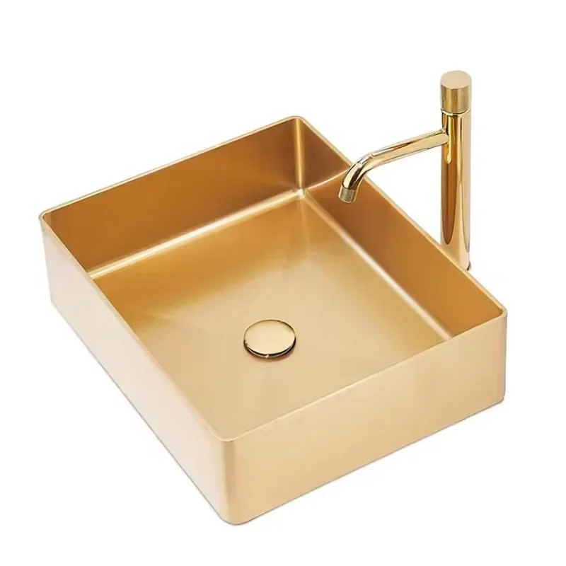 Hotel SS304 luxury design bathroom stainless steel wash basin outdoor golden sink