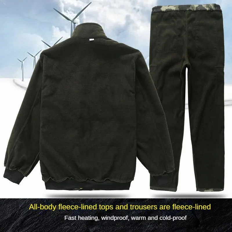 Plush Thickened Autumn Camouflage Wear Resistant Warm Insulation Construction Workers Labor Protection Suit Men's Suit