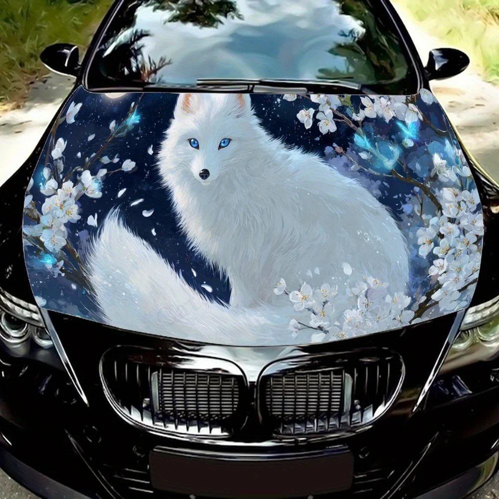 

Эстетические наклейки на капот автомобиля Smart White Fox, водонепроницаемые самоклеящиеся, устойчивые к царапинам, легко приклеиваемые, прочные автомобильные наклейки из ПВХ