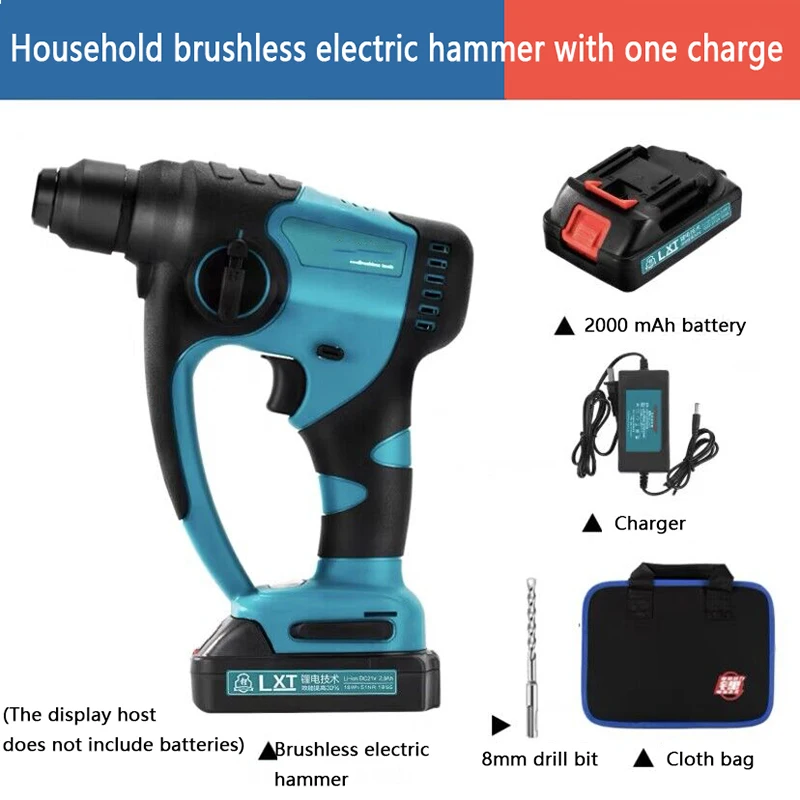 

For Makita 18V Battery Brushless Cordless Electric Drill Rotary Hammer 4 Modes Drill Demolition Hammer Rechargeable Power Tool