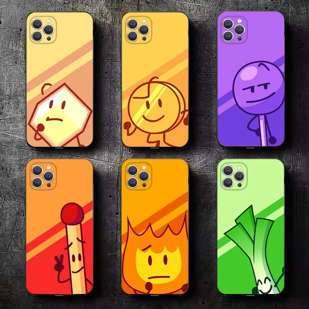 Bfdi Battle For D-Dream Island Phone Case For iPhone 15,14,13,12,11,Plus,Pro Max,XS,X,XR,SE,Mini,8,7 Soft Silicone Black Cover