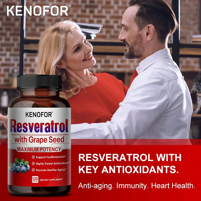 Resveratrol Supplements - Powerful Antioxidants and Trans-Resveratrol for Anti-Aging, Cardiovascular Support, Maximum Benefits