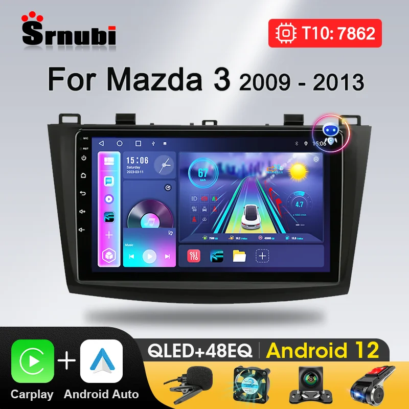 

Srnubi Android 12 Carplay Car Radio for Mazda 3 Mazda3 2009-2013 Multimedia Video Player Carplay GPS DVD 2din Stereo Head Unit