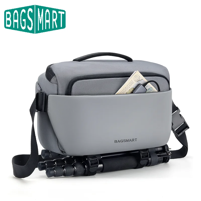 BAGSMART Camera Sling Bag for Photographers with Tripod Holder Waterproof DSLR SLR Mirrorless Camera Bags With Rain Cover