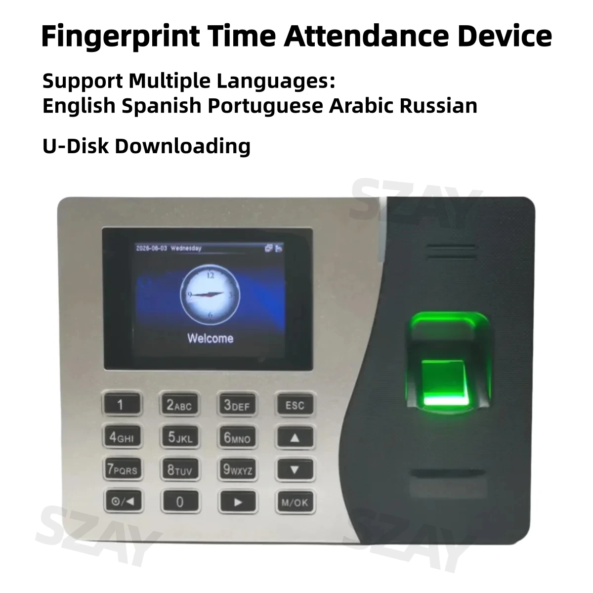 Dispositivo de Control de Asistencia con Huella Dactilar ZK K14, Pantalla de 2.8 Pulgadas, TCP/IP, Descarga de Datos por USB, con ADMS